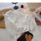 Korean version single breasted retro fashion slim short long sleeve top  5984