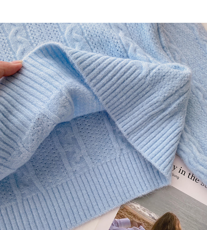 Small fresh and sweet foreign style nail bead round neck twist coat  6004