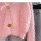 Mohair sweater gentle temperament solid V-neck short long sleeve  6138