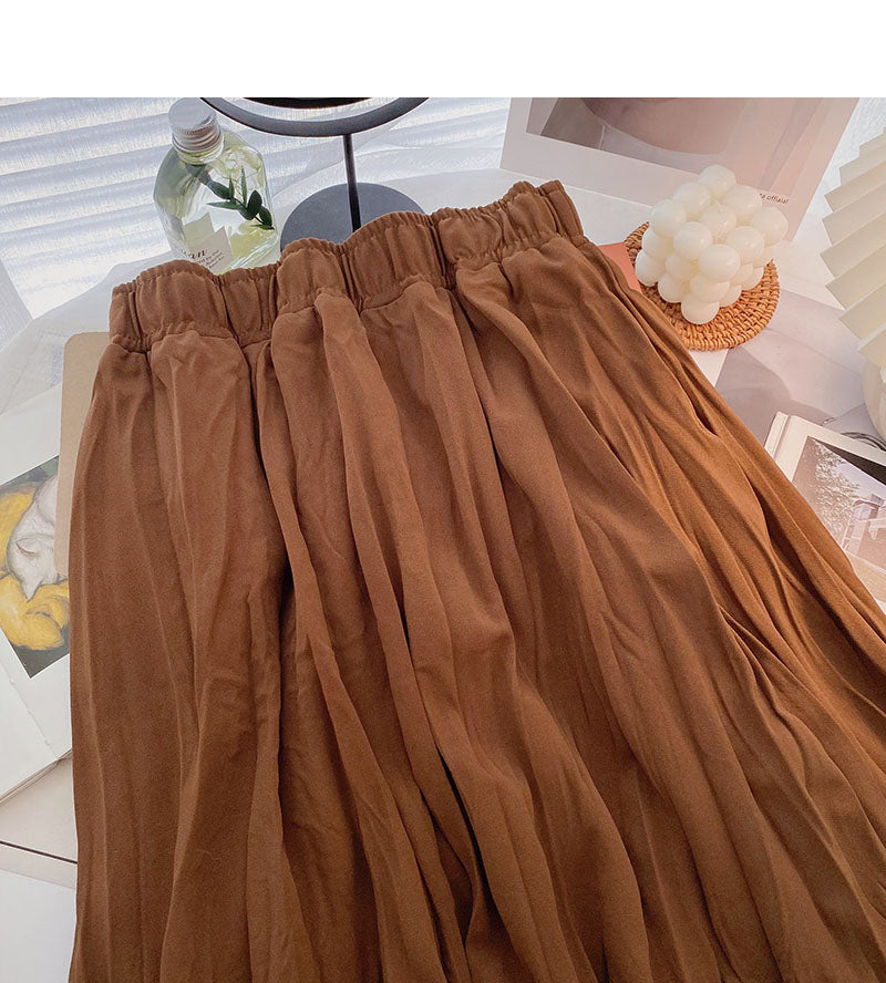 Hong Kong style solid color pleated skirt  5778