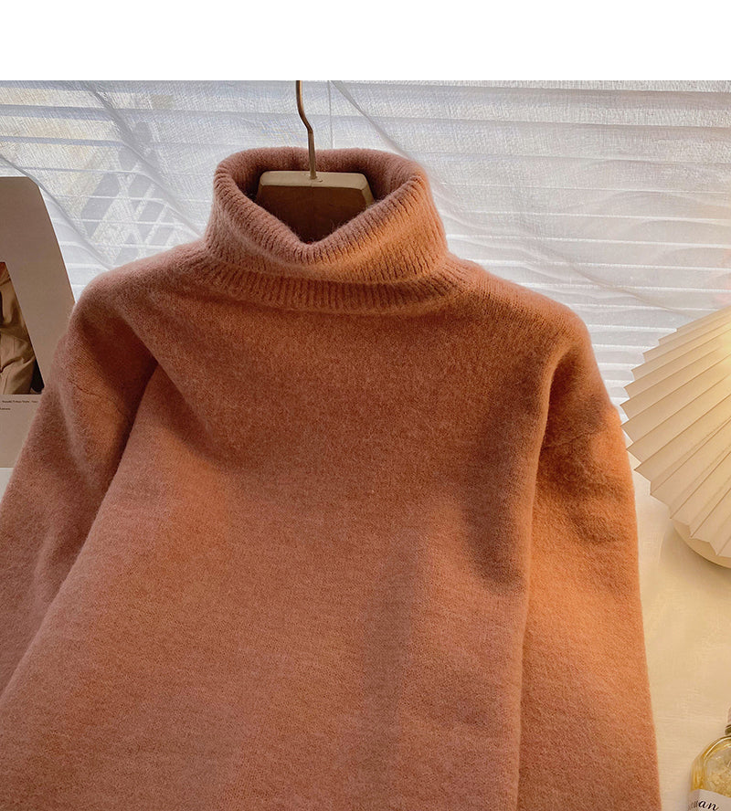 Fauler, einfarbiger Retro-Minoritäts-Langarm-Pullover, lockeres Oberteil 6642