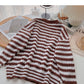 Lazy stripe contrast long sleeve sweater  6132