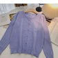 Cardigan knitted coat solid color long sleeve single breasted top  6580