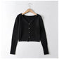V-neck waist with exposed navel and long sleeve knitted cardigan  7229