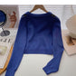 Plaid long sleeve sweater small short Pullover Top  6573