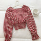 Korean girls' sweet little Plaid Shirt  6249