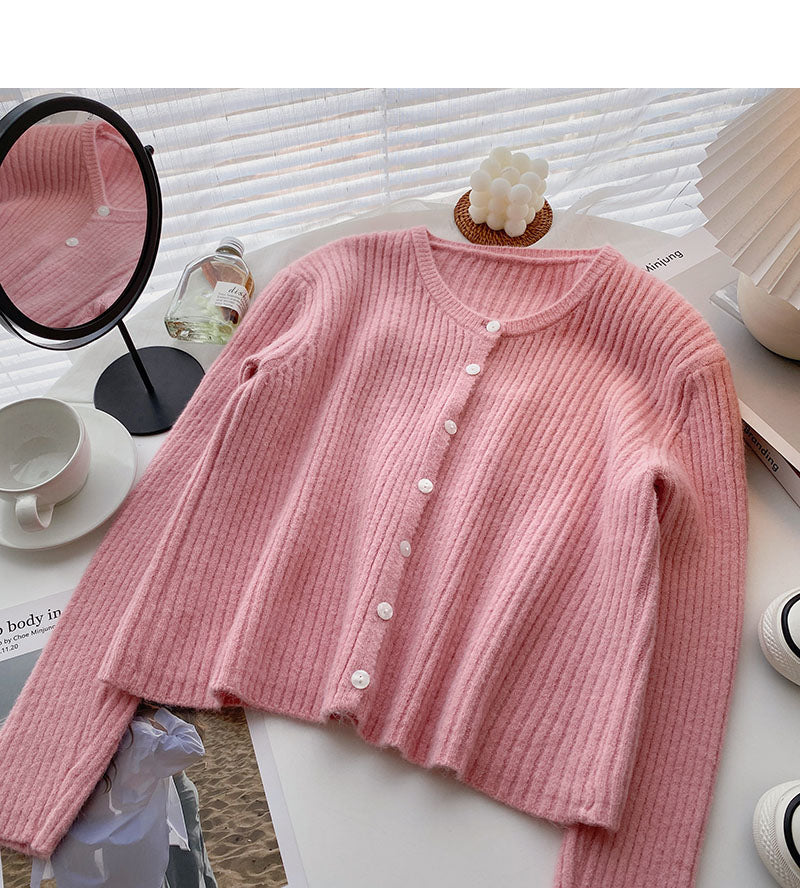 Cardigan à manches longues et col en V pour femme, tricot décontracté et polyvalent, 6554