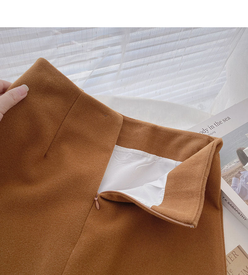 Korean fashion retro split A-shaped high waist skirt  5799