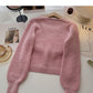 Vintage design chain round neck Pullover long sleeve Sequin Knitted Top  6010