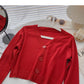 Long sleeve V-neck short T-shirt solid small coat  6442