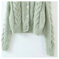 New lazy style round neck single breasted twist sweater  7321
