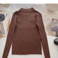Design sense knitwear stand collar chain long sleeve top  6689