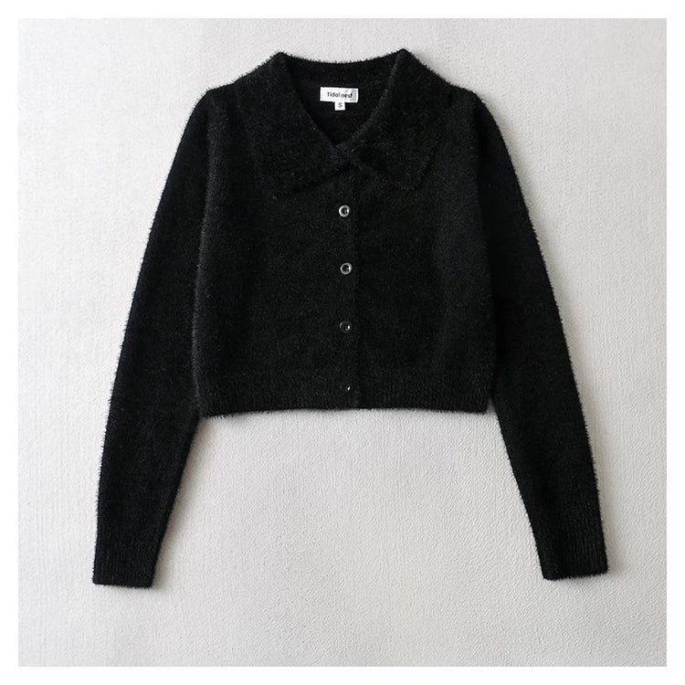 Vintage high waist navel top cardigan sweater  7431