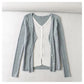 V-neck breasted color contrast fake two slim knit Cardigans  7471