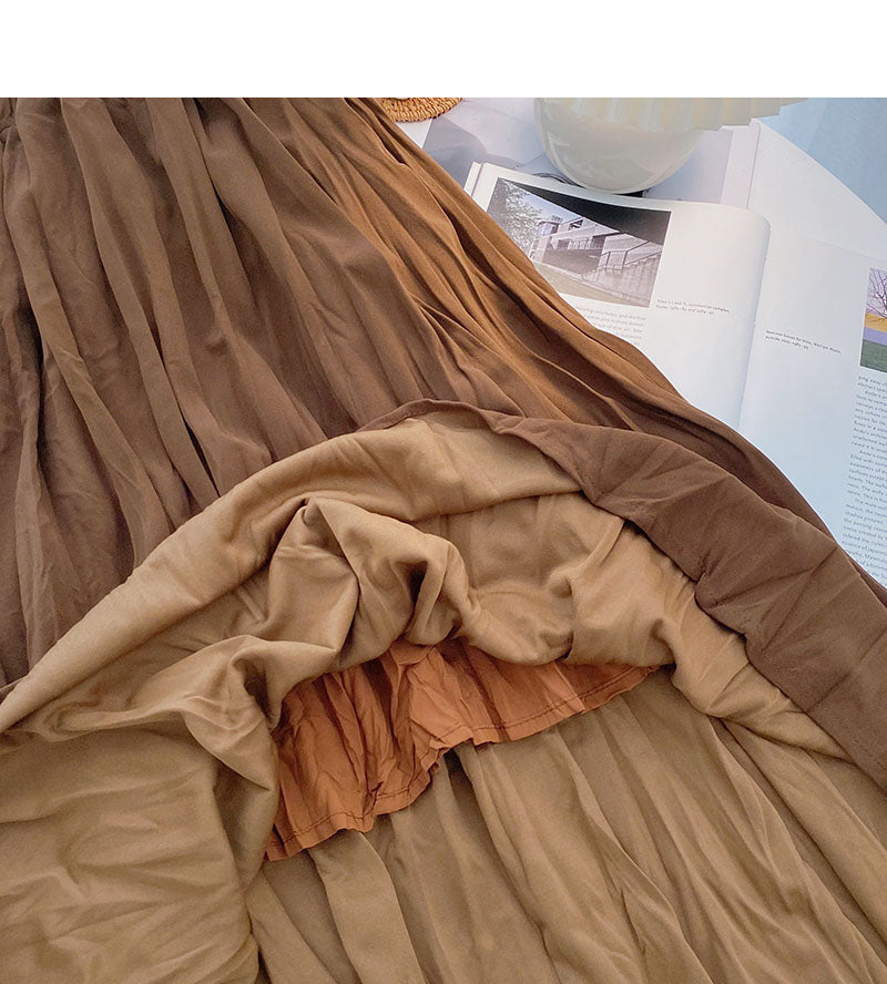 Hong Kong style solid color pleated skirt  5778