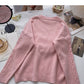 Korean lace edge round neck long sleeve design top  5985