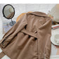 Suit collar windbreaker coat Long Sleeve loose top with belt  6218
