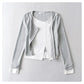 Spice Girl contrast stitched fake two-piece sweater  7176