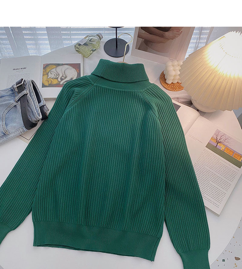 Strickpullover Damen Retro Einfach Stehkragen Pullover Langarm Top 6662