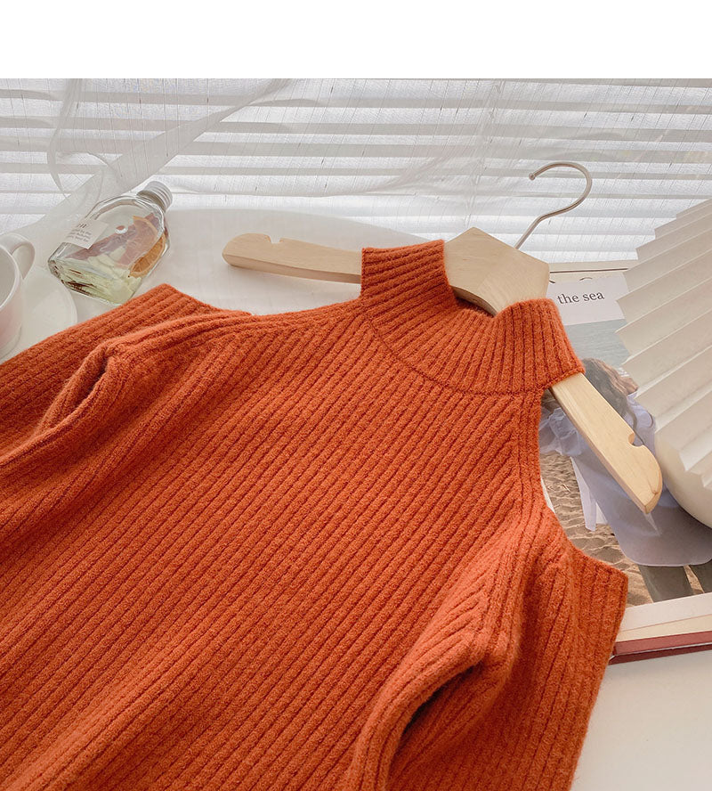 Women's slim off shoulder long sleeve sweater design  5946