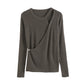 Chemise en tricot irrégulier pour femme, coupe slim, couleur pure, automne 7267