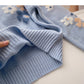 Sweet floret jacquard design loose long sleeve top  5898