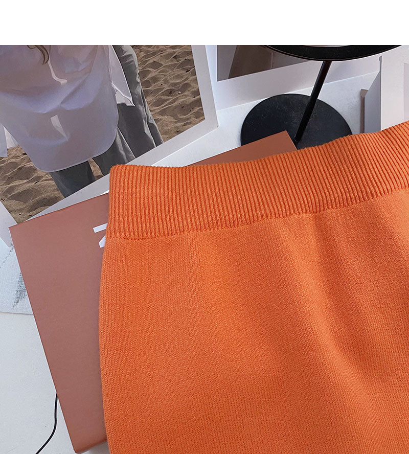 Dünner A-förmiger, mittlerer und langer Rock mit hoher Taille im Hongkong-Stil 5770 