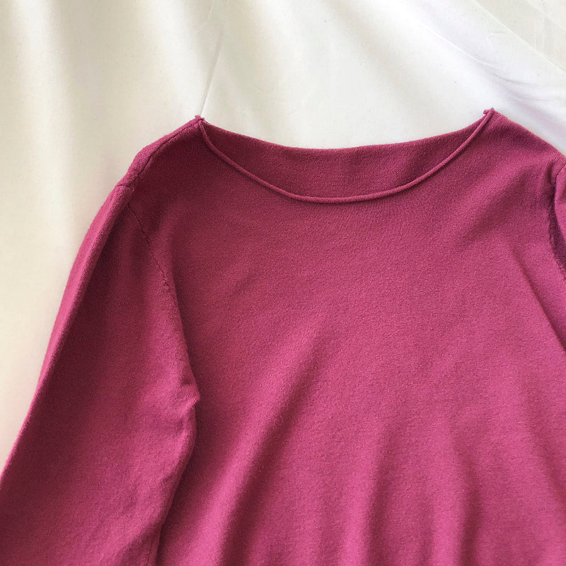 Solid basic bottomed t-shirt t-shirt t-shirt  6470
