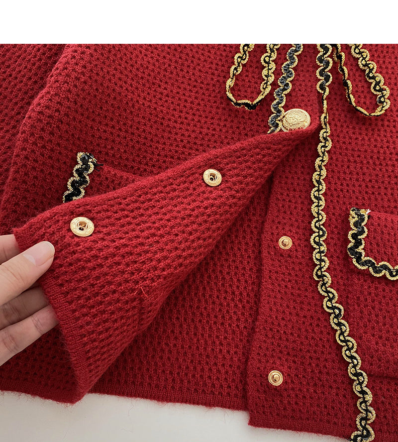 Xiaoxiangfeng sweater cardigan Vintage short top  6103