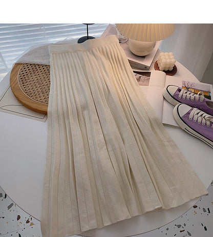 Retro-Modenische A-förmiger Strickrock mit hoher Taille 5756