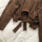Bandage short V-neck twist long sleeve sweater 5832