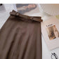 Hong Kong style fashion slim A-shaped high waist leisure skirt with belt  5758