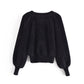 V-neck three button Lantern Sleeve Top Coat women's knitted cardigan  7237