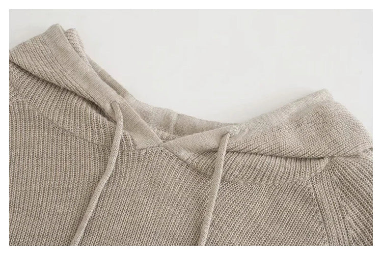 Versatile loose casual hooded Pullover Crew Neck Long Sleeve Sweater  7282