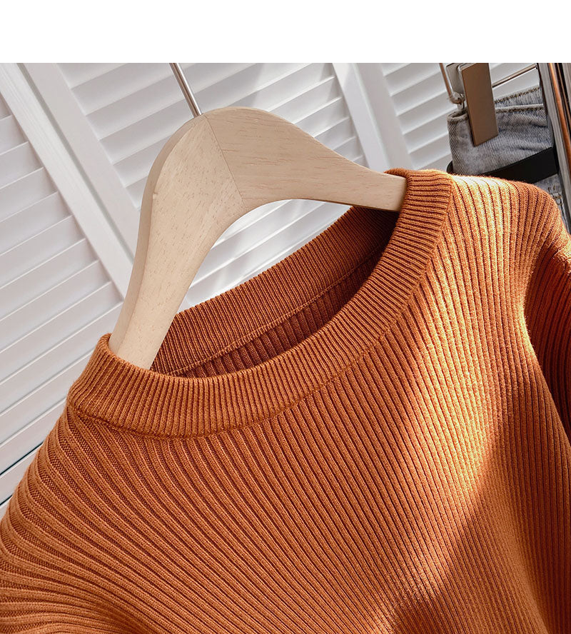 Solider Basic-Pullover Rundhals-Langarmpullover 6146