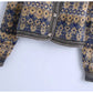 Sweater coat women's cardigan square neck Vintage contrast jacquard long sleeve knitting  7159