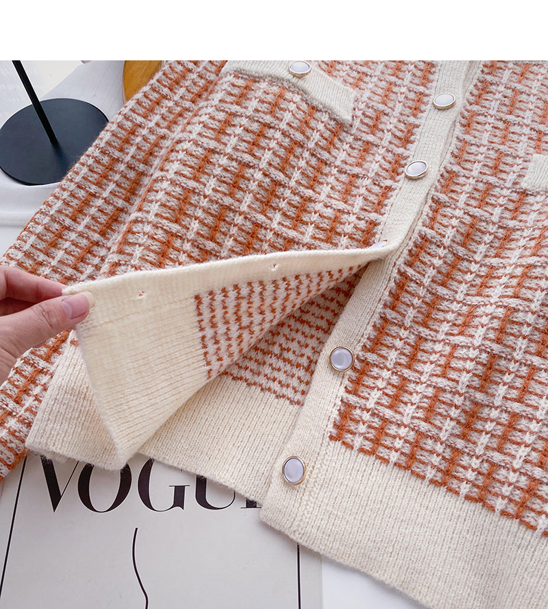 Nouveau cardigan coréen à col rond et petit parfum 6077