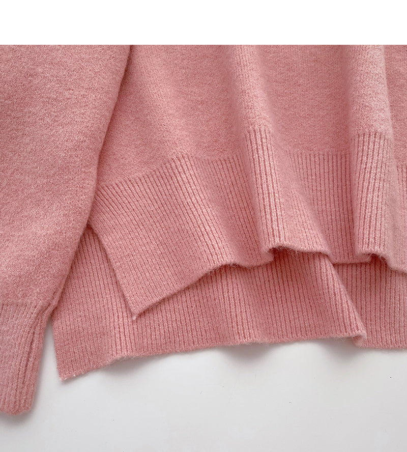 The new Korean style is simple, casual, loose, split long sleeved top  5949