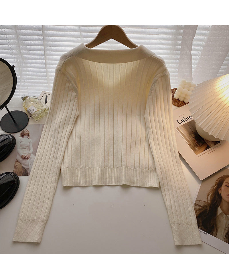 Reversfaden-Pullover Pullover Langarm-Top 6570
