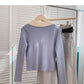 Color blocking slim fit short sweater casual slim long sleeve  6593