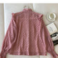 Round neck single breasted chiffon blouse with fungus edge  6258