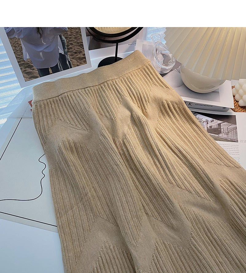 Korean minority design thread knitted high waist skirt  5767