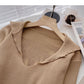 Navy collar temperament solid color sweater women  6133
