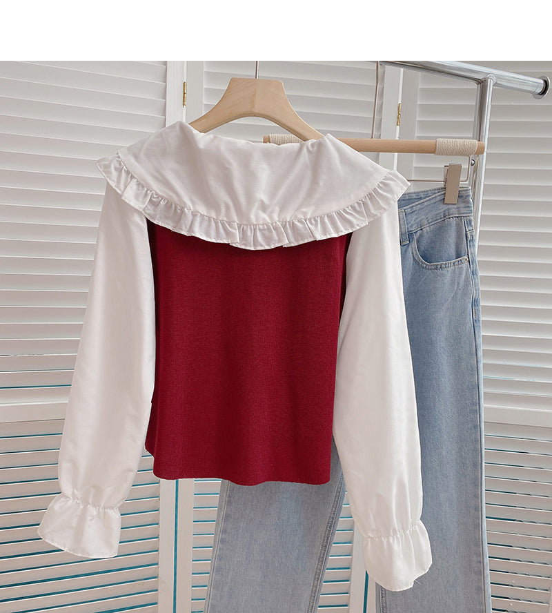 Babykragen Color Blocking Bandage Langarmshirt 6400