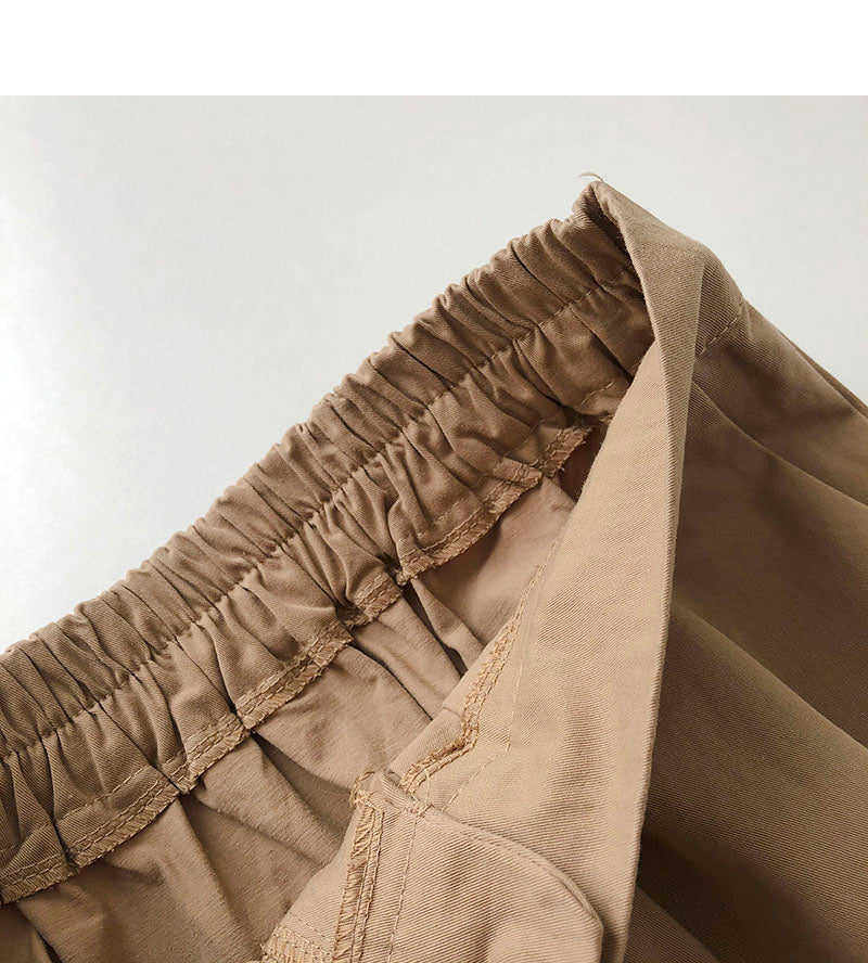 Solid Hong Kong style leisure high waist A-shaped medium and long skirt  5693