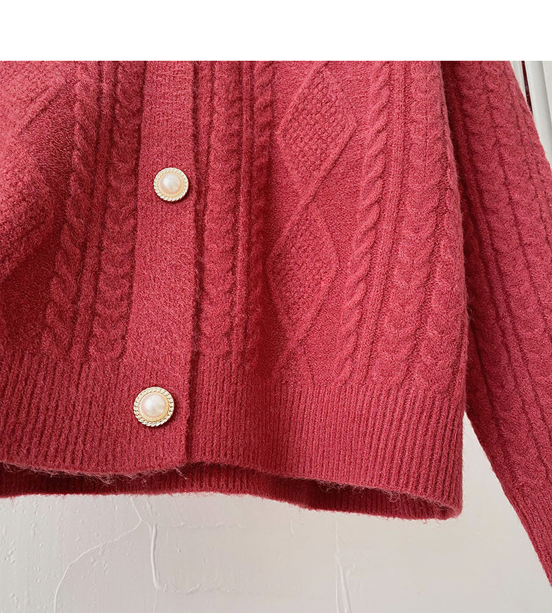 Single breasted V-neck Vintage sweater cardigan  6179