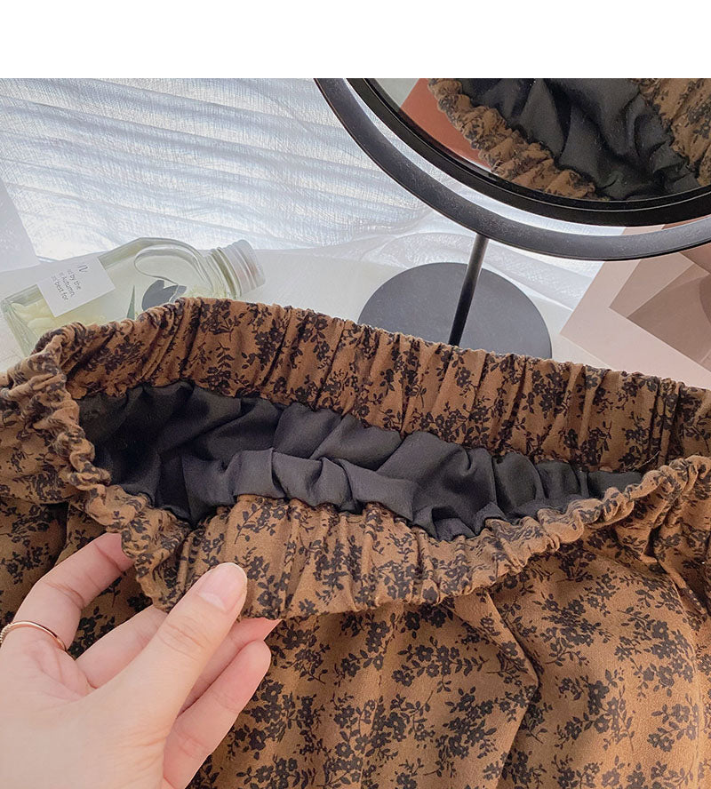 Elastischer Rock in A-Linie mit hoher Taille im Vintage-Stil 5773