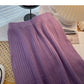 Simple solid color high waist knitted thread A-line skirt  5750