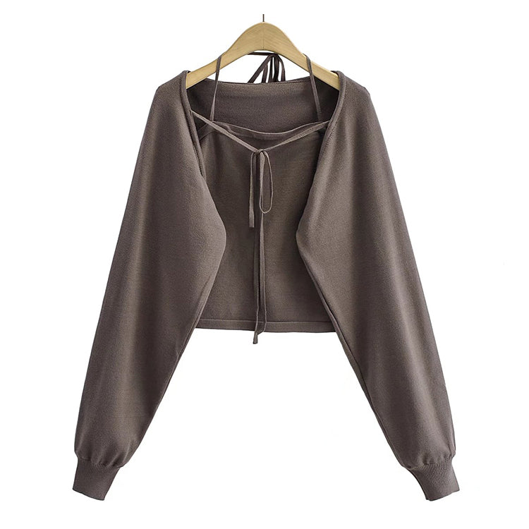 New built-in suspender blouse lazy cardigan top  7459