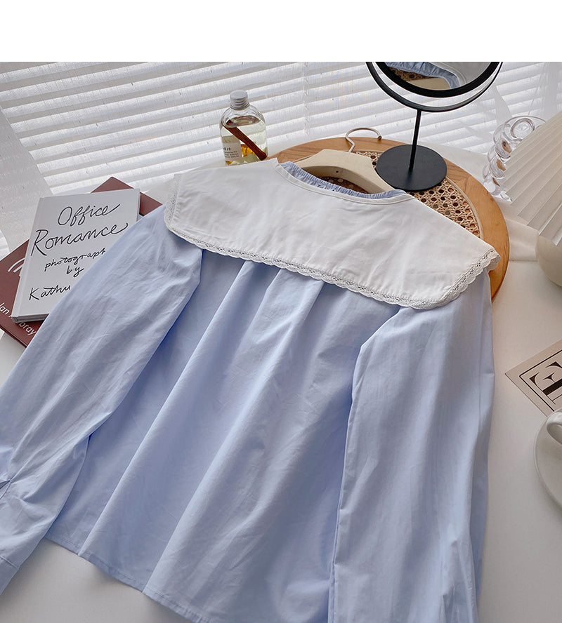 Design sense niche shirt doll collar detachable  6295